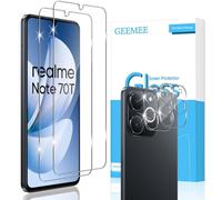 GEEMEE para Realme Note 70T Protector de Pantalla + Protector de Lente de cámara, 2+2 Piezas 9H Cristal Templado Película Vidrio Templado, HD Instalación Rápida Glass Screen Protector
