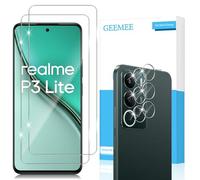 GEEMEE para Realme P3 Lite de Pantalla Protector de Lente de cámara, 2 + 2 Piezas Cristal Templado Película Vidrio Templado, Instalación Rápida 9H Alta Definicion Glass Screen Protector