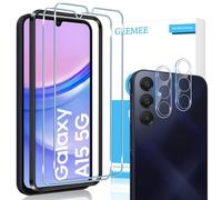 GEEMEE para Samsung Galaxy A15 4G/5G Protector de Pantalla + Protector de Lente de cámara,【2 Pack + 2 Pack 】 Templado 9H Alta Definicion Cristal Templado Glass Screen Protector para Galaxy A15 5G