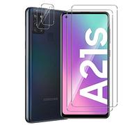 GEEMEE para Samsung Galaxy A21s Protector de Pantalla +Protector de Lente de cámara, 【2 Pack +2 Pack】 Cristal Templado Película Vidrio Templado 9H Alta Definicion Glass Screen Protector Film