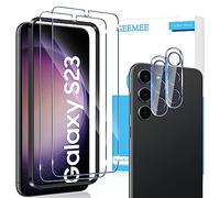 GEEMEE para Samsung Galaxy S23 Protector de Pantalla + Protector de Lente de cámara y Marco Instalación,【2+2 Pack 】 Cristal Templado Película Vidrio Templado 9H Alta Definicion Glass Screen Protector