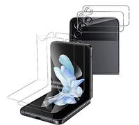 GEEMEE para Samsung Galaxy Z Flip 4 5G Protector de Pantalla + Protector de Lente de cámara de Vidrio Templado,【2 Pack+2 Pack】 Flexible Soft HD Antihuella Alta Sensibilidad Antiarañazos Film