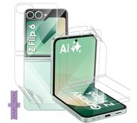 GEEMEE para Samsung Galaxy Z Flip 6/ Z Flip6 Protector de Pantalla + Protector de Pantalla Trasera de Vidrio,【2 Pack+2 Pack】 Flexible Soft HD Antihuella Alta Sensibilidad Antiarañazos Film