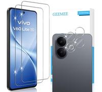 GEEMEE para Vivo V60 Lite de Pantalla Protector de Lente de cámara, 2+2 Pack Cristal Templado Película Vidrio Templado, Instalación Rápida 9H Alta Definicion