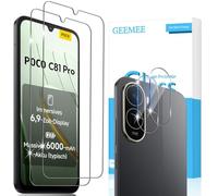 GEEMEE para Xiaomi Poco C81 Pro Protector de Pantalla + Protector de Lente de cámara, 2+2 Piezas 9H Cristal Templado Película Vidrio Templado, HD Instalación Rápida Glass