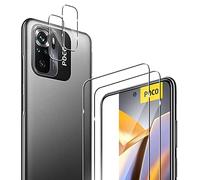 GEEMEE para Xiaomi Poco M5S Protector de Pantalla + Protector de Lente de cámara,【2 Pack + 2 Pack 】 Cristal Templado Película Vidrio Templado 9H Alta Definicion Glass Screen Protector