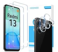 GEEMEE para Xiaomi Redmi 13 4G/Poco M6 Protector de Pantalla + Protector de Lente de cámara,【2 + 2 Piezas】 Templado 9H Alta Definicion Cristal Templado Glass Screen Protector