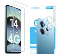 GEEMEE para Xiaomi Redmi Note 14 4G de Pantalla Protector de Lente de cámara, 2 + 2 Pack Cristal Templado Película Vidrio Templado, Instalación Rápida 9H Alta Definicion Glass Screen Protector