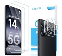 GEEMEE para Xiaomi Redmi Note 14 5G de Pantalla Protector de Lente de cámara, 2 + 2 Pack Cristal Templado Película Vidrio Templado, Instalación Rápida 9H Alta Definicion Glass Screen Protector