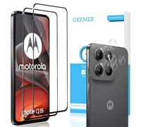 GEEMEE Protector de Pantalla para Motorola Moto G15/G15 Power 5G y Protector de Lente de cámara, 2 + 2 Piezas Vidrio Templado 9H Alta Definicion Cristal Templado Glass Screen Protector