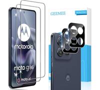 GEEMEE Protector de pantalla para Motorola Moto G86/Moto G86 Power, 2 piezas de película de vidrio templado + 2 piezas de vidrio templado para cámara, negro, 9H antiarañazos HD protector de pantalla