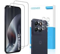 GEEMEE Protector de pantalla para Motorola Moto G87, paquete de 2 protectores de pantalla + 2 protectores de lente de cámara, película de vidrio templado transparente 9H HD, antiarañazos, fácil