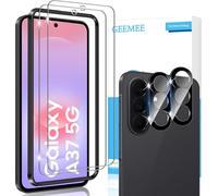 GEEMEE Protector de Pantalla para Samsung Galaxy A37, 2+2 Piezas Cristal Templado y Protector de Lente de Cámara - Negro, 9H Dureza HD Anti-Arañazos Sin Burbujas Vidrio Templado
