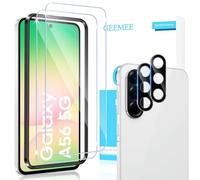 GEEMEE Protector de Pantalla para Samsung Galaxy A56 5G, 2+2 Piezas Cristal Templado y Protector de Lente de Cámara - Negro, 9H Dureza HD Anti-Arañazos Sin Burbujas Vidrio Templado