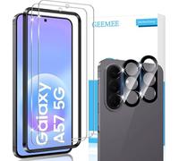 GEEMEE Protector de Pantalla para Samsung Galaxy A57, 2+2 Piezas Cristal Templado y Protector de Lente de Cámara - Negro, 9H Dureza HD Anti-Arañazos Sin Burbujas Vidrio Templado