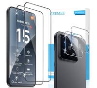 GEEMEE Protector de Pantalla para Xiaomi Mi 15 + Protector de Lente de cámara, 2 + 2 Piezas Vidrio Templado 9H Alta Definicion Cristal Templado Glass Screen Protector