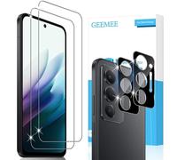 GEEMEE Protector de Pantalla para Xiaomi Mi Redmi 15 4G/5G, 2+2 Piezas Cristal Templado y Protector de Lente de Cámara - Negro, 9H Dureza HD Anti-Arañazos Sin Burbujas Vidrio Templado