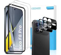 GEEMEE Protector de Pantalla para Xiaomi Poco F8 Pro, 2+2 Piezas Cristal Templado y Protector de Lente de Cámara - Negro, 9H Dureza HD Anti-Arañazos Sin Burbujas Vidrio Templado
