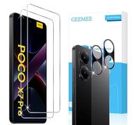 GEEMEE Protector de pantalla para Xiaomi Poco X7 Pro, 2 piezas de película de vidrio templado + 2 piezas de vidrio templado para cámara, negro, 9H antiarañazos HD protector de pantalla