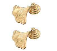 Geenite Pomos para muebles con forma de hoja de ginkgo para cocina, baño, armario, puerta, cajón, 2 unidades