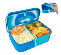 Geentargetel Fiambrera de silicona para niños de 1200 ml, con compartimentos, sin BPA, de silicona Batik Bento, Fiambrera de silicona para escuela, pícnic, niñas, niños