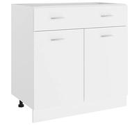 GeenYuu Cajón Inferior Lyon Blanco 80x46x81,5 cm Mueble Organizador de Madera de ingeniería para Cocina Comedor salón Entrada Pasillo estantería Vitrina módulo encimera vajilla Plato Vaso Taza