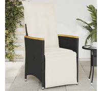 GeenYuu Sillón reclinable de jardín con Cojines ratán sintético Negro para Exterior terraza Patio balcón Porche Camping Playa Piscina Plegable reclinable con Estructura Resistente y Respaldo