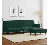 GeenYuu Sofá cama de 2 plazas con reposapiés, terciopelo verde oscuro, extensible, estructura de madera resistente, ideal para espacios pequeños, multiusos