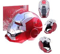 GEEOO Casco de Iron Man Mk5 1:1 Casco Electrónico Portátil con Control de Voz en Inglés, Apertura y Cierre, Máscara de Iron Man con Sensor Táctil y Luces LED para Navidad Halloween