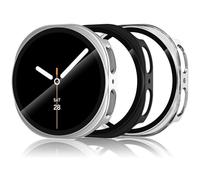 Geepen 3 unidades de fundas protectoras compatibles con Samsung Galaxy Watch 8 44 mm protector de pantalla, carcasa dura de policarbonato con protector de pantalla templado, transparente HD, carcasa