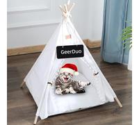 GeerDuo Cama Tipi para Mascotas para Perros y Gatos, Tiendas de campaña portátiles y Casas para Perros y Gatos (Blanco)