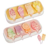 GeeRic 2 Piezas Moldes Helados Silicona,Moldes para Paletas con 8 Cavidades, Moldes Paletas, Molde Barra Helado con 12 Palitos Reutilizables para Niños, Adultos