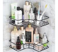 GeeRic 2pz Juego de Estantes de Ducha de Esquina, Organizador de Baño con 4 Ganchos Autoadhesivos, Sin Necesidad de Taladrar para champú, Gel de Ducha y Toallas, Resistente al óxido