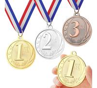 GeeRic 3 Piezas Medallas de Ganador de Oro con Números, Medallas para Niños, Medallas de Oro para decoración de Fiestas Infantiles y premios Deportivos,para Fiesta, Día del Deporte Escolar