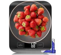 GeeRic Báscula de Cocina Digital de Acero Inoxidable,Balanza de Alimentos Multifuncional 22 lb/10 kg,Peso Cocina con Pantalla LCD 2 Baterías Incluidas para cocinar, hornear(Negro)