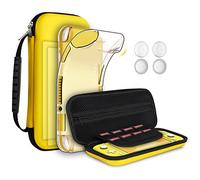 GeeRic Funda Compatible para Switch Lite, Accesorio 8 Piezas Silicona Funda y 2 Pieces Protector de Pantalla Compatible para Switch Lite,4 Tapas de Pulgar y Agarre de Almacenamiento (Amarillo)