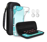 GeeRic Funda Compatible para Switch Lite, Accesorio 8 Piezas Silicona Funda y 2 Pieces Protector de Pantalla Compatible para Switch Lite,4 Tapas de Pulgar y Agarre de Almacenamiento (Negro)