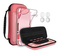 GeeRic Funda Compatible para Switch Lite, Accesorio 8 Piezas Silicona Funda y 2 Pieces Protector de Pantalla Compatible para Switch Lite,4 Tapas de Pulgar y Agarre de Almacenamiento (Coral)