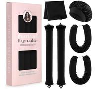 GeeRic Heatless Hair Curlers, Rizos sin Calor con Gorro Saten Pelo Rizado Tubos Con toalla para el pelo y Gorro de Ducha Diadema de Rizos de Seda sin Calor para Cabello Largo y Corto
