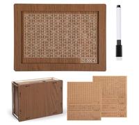 GeeRic Hucha de Madera, 10000€ Hucha Borrable con Objetivo + Bolígrafos + 8 Pegatinas de Objetivo Hucha Reutilizable DIY para Ayudar a Niños/Adultos a Construir el Hábito del Ahorro