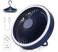 GeeRic Ventilador USB Recargable,Portatil Ventiladores de ángulo Ajustable con Luz LED para Cocina,4000mah Potente Silencioso Ventilador Pequeño de Mesa para Oficina,hogar,Tienda de Campaña,Viajar