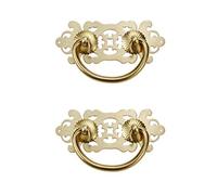 Geesatis 2 tiradores vintage de latón para armario, decoración de muebles, armario, cajón, con tornillos de montaje, color dorado