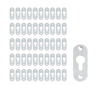 Geesatis 50 perchas de ojo de cerradura resistentes con un solo agujero para colgar cuadros de metal, con tornillos de montaje, 43 x 16 mm, plata, superficie plana