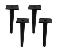 Geesatis Patas redondas cónicas para muebles, resistentes, para armario, mesa, silla, mesa, patas de metal, con tornillos de montaje, altura de 20 cm, color negro