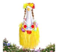 Geese Outfits, Hawaiian Animal Costume Set, Skirt Wig Bikini Wreath Accessories, Tropical Party Clothes, Perfect for Porch Gooses Statue, Outdoor Holiday Yard Decor, Multicolor Cloth