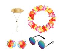 Geese Outfits, Outdoor Hawaiian Animal Costume, Porch Hat and Floral Lei Set, Fun Decorative Clothes for Garden, Yard, Patio, Lawn Ornaments, Seasonal Holiday Accessories