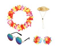 Geese Outfits, Outdoor Hawaiian Animal Costume, Porch Hat & Lei Set, Fun Garden Yard Decoration, Festive Lawn Ornament Accessories, Ideal for Outdoor Décor & Holiday Displays