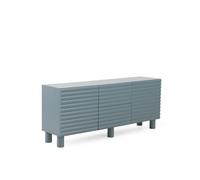 GEESEHOME Aparador en MDF Color Azul Paloma, 180x43x75 cm, 2 Puertas y 2 Cajones Centrales con Relieve Ondulado, Sistema Push to Open y Cierre Suave, Patas de Madera