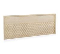 GEESEHOME - Cabecero de Cama Chapado en Madera de Roble, 165x60 cm, Acabado en Color Marfil/Crema, Dibujo Geométrico en Color Oro, Cabezal Elegante para Dormitorio