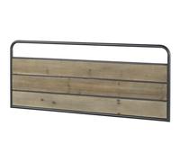 GEESEHOME - Cabecero de Cama Estilo Industrial, Madera de Abeto Natural y Hierro Negro, 165x60 cm, Cabezal Vintage para Dormitorio, Estructura de Metal.